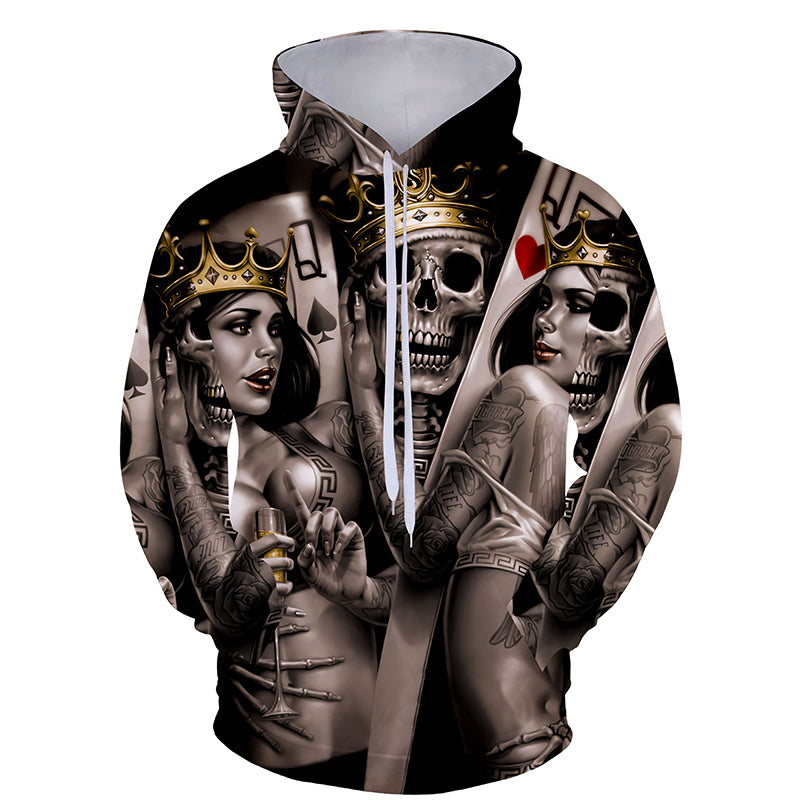 Skull King With 2 Queens Hoodie